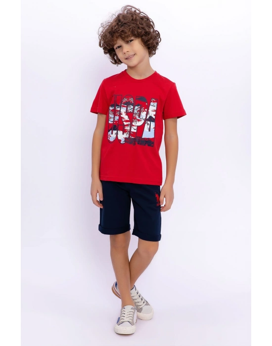 U.s. Polo Assn Kırmızı Yeşili Erkek Çocuk Bermuda Takım