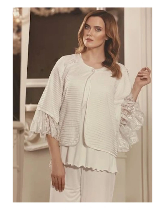 Ekru Lohusa Sabahlık Pijama Takımı 852