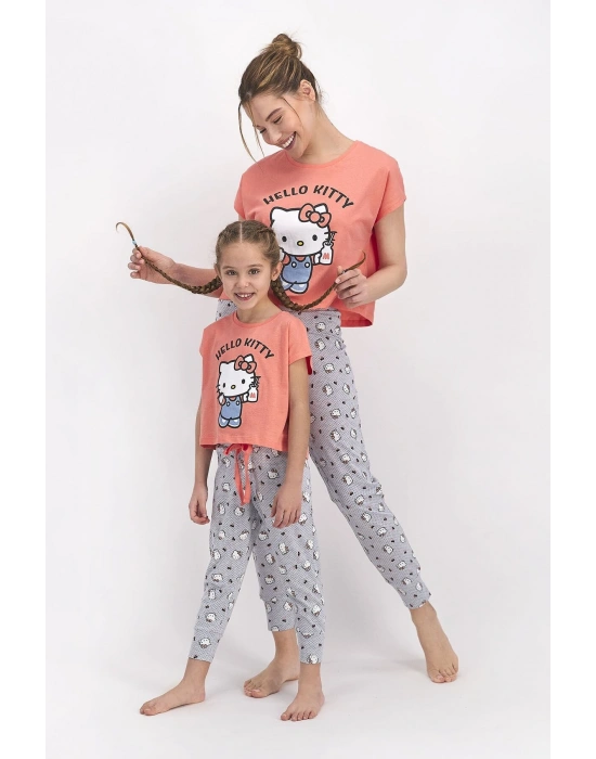 Lisanslı Şeftali Kız Çocuk Kısa Kol Pijama Takımı