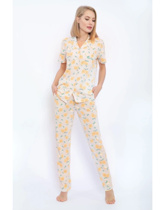 Lemons Kremmelanj Slim Fit Gömlek Pijama Takımı
