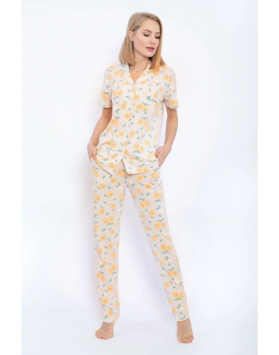 Lemons Kremmelanj Slim Fit Gömlek Pijama Takımı