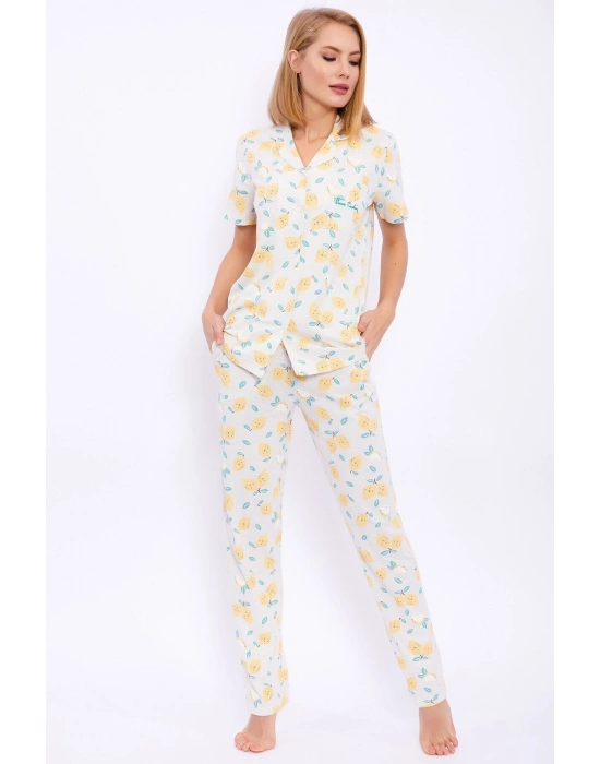 Lemons Kremmelanj Slim Fit Gömlek Pijama Takımı
