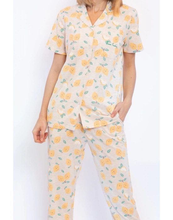Lemons Kremmelanj Slim Fit Gömlek Pijama Takımı