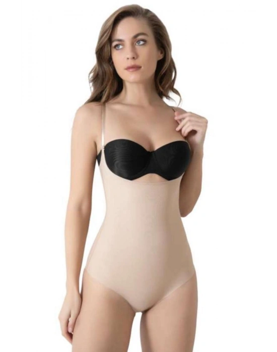 Lazer Kesim Askılı Göğüssüz Slip Vücut Korse