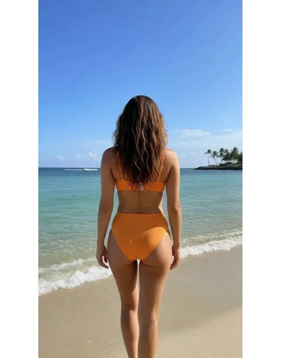 Bonie Dolgulu Straplez Yüksek Bel Bikini Takım