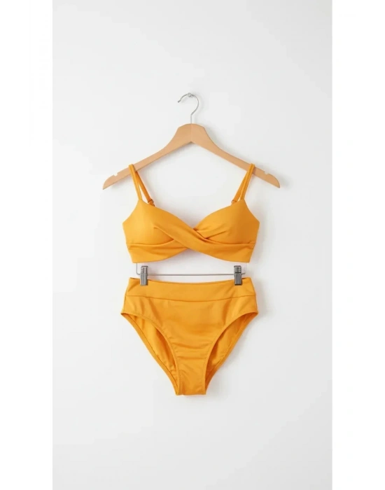 Bonie Dolgulu Straplez Yüksek Bel Bikini Takım