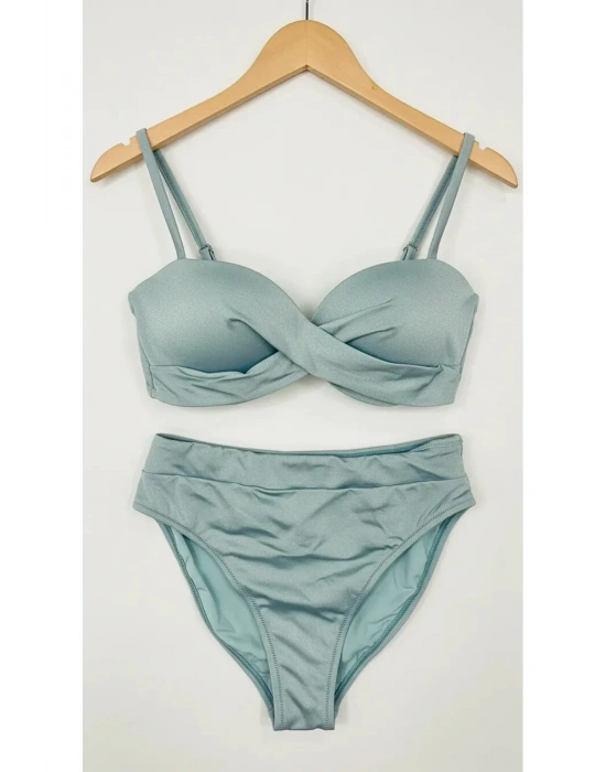 Bonie Dolgulu Straplez Yüksek Bel Bikini Takım