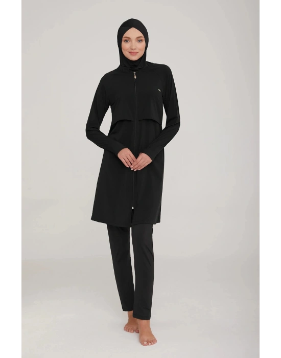 Tam Kapalı Siyah Tesettür Mayo 4371