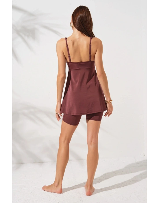 Lisa Şortlu V Yaka Tankini Toffee 231500