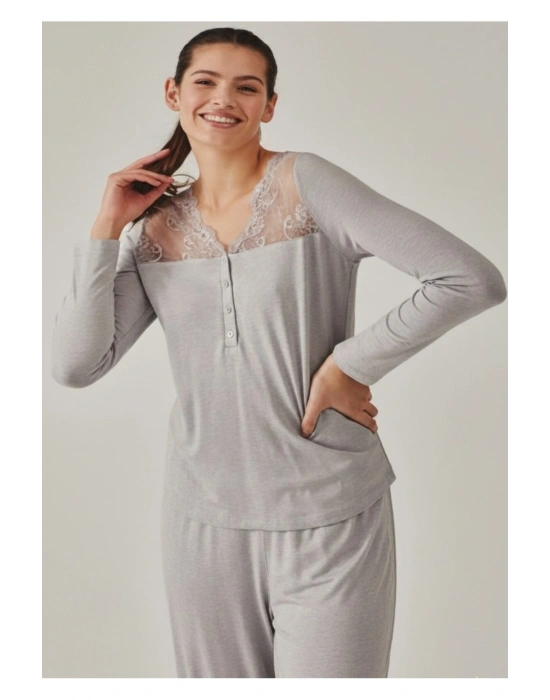 Gri Kadın Pijama Takım