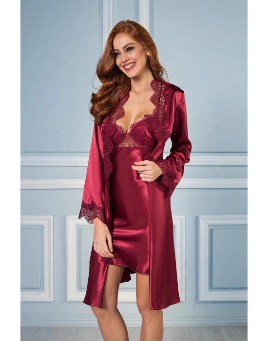 Saten Altılı Gelin Çeyiz Seti - 6335 Bordo