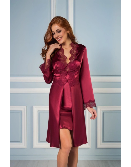 Saten Altılı Gelin Çeyiz Seti - 6335 Bordo