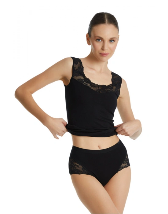 Kadın Dantelli Slip Külot 1333 - Siyah