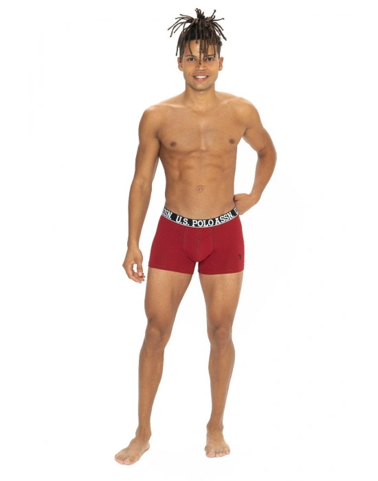 U.s Polo Assn. 80533 Erkek Pamuklu 3lü Boxer-Bordo&Siyah&Antrasitmelanj