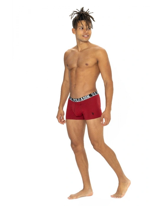 U.s Polo Assn. 80533 Erkek Pamuklu 3lü Boxer-Bordo&Siyah&Antrasitmelanj