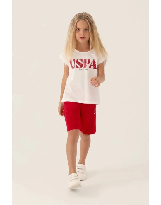 us1833Kız Garson Bermuda Takım Kırmızı
