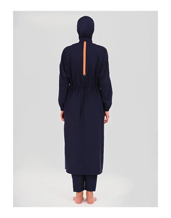 Biyeli Oversize Uzun Tesettür Mayo Lacivert DLX-24507