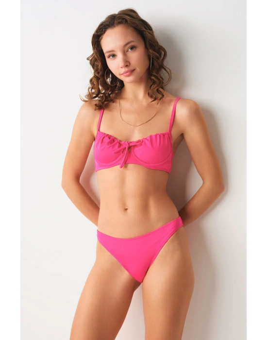 Gia Balenli Balkonet Bikini Tek Üst Pembe 239102