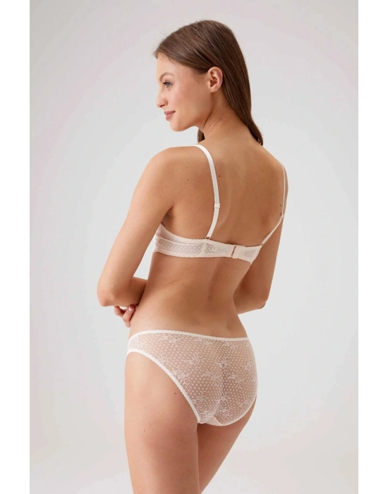 Madrid Balenli Desteksiz Dantelli Sütyen Takım Ekru 4030