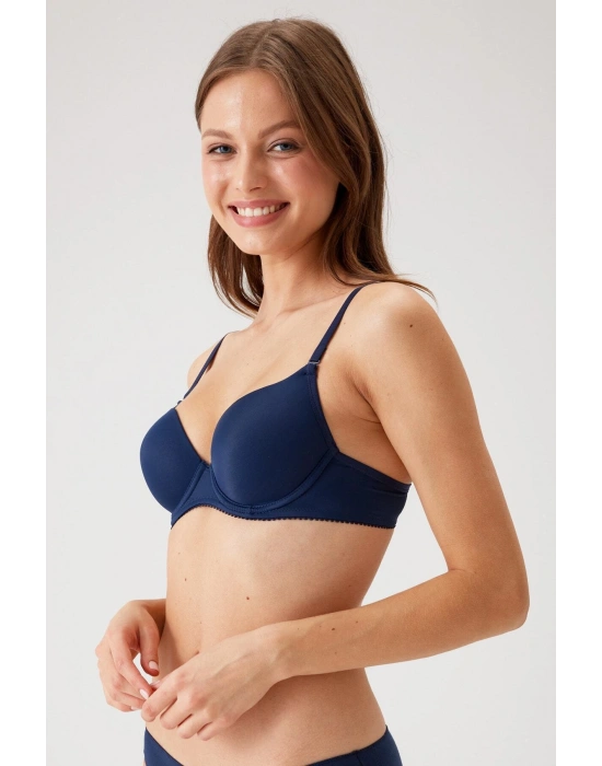 Balenli Desteksiz Micro Sütyen Lacivert 6000