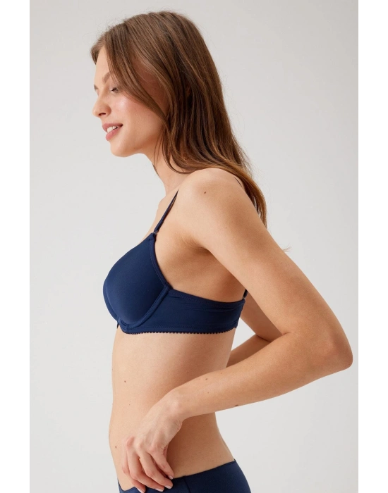 Balenli Desteksiz Micro Sütyen Lacivert 6000