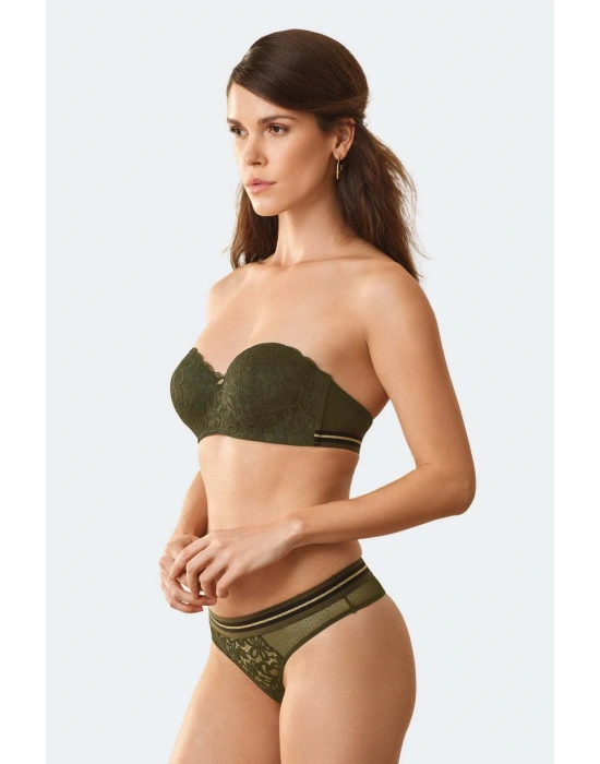 Pierre Cardin Kadın Yeşil Straplez Desteksiz Sütyen Takım 4711