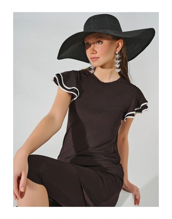 Valon Kol Siyah Yarı Kapalı Mayo DLX-24702