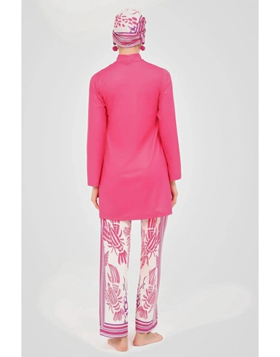 Yakamoz Desenli Tesettür Mayo DLX-24607