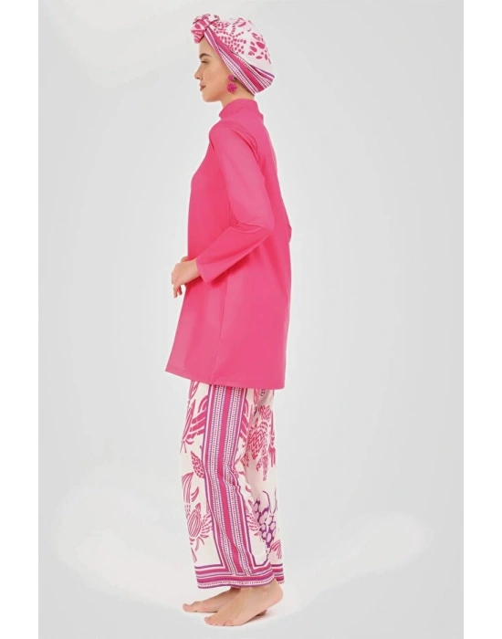 Yakamoz Desenli Tesettür Mayo DLX-24607