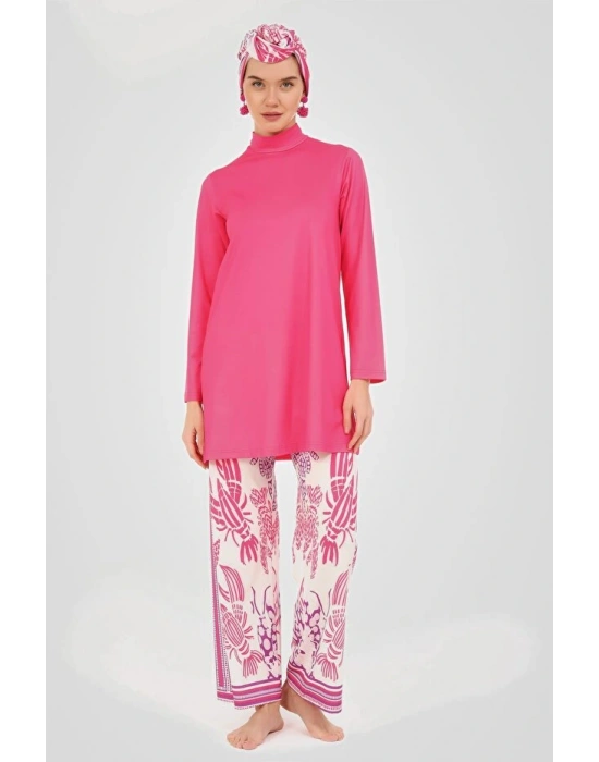 Yakamoz Desenli Tesettür Mayo DLX-24607