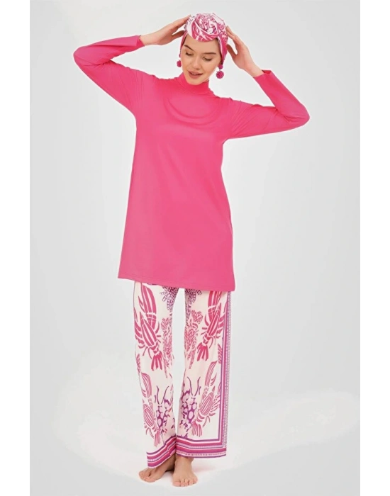 Yakamoz Desenli Tesettür Mayo DLX-24607