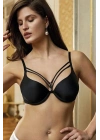 Kadın Siyah Balenli Ince Askılı Desteksiz Sütyen 1020