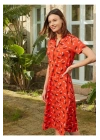 Kadın Kırmızı Desenli Patlı Gecelik 26622