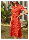 Kadın Kırmızı Desenli Patlı Gecelik 26622