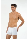 Erkek Beyaz Kısa Paça Koton Modal Külot Madrid Boxer