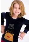 Rolypoly Hoho Deer Lacivert Erkek Çocuk Kadife Pijama Takımı