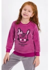 Kız Çocuk Pembe Rolypoly Rabbit Club Kadife Eşofman Takımı
