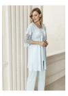 Kadın Mavi 3lü Sabahlık Pijama Takım 6305-3