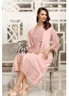 Kadın Pudra Dantelli Penye Gecelik Sabahlık Takımı 6406