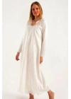 Kadın Ekru Lohusa Pamuklu Tesettür Gecelik 38110