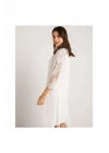 26414 Koton Dantelli Sabahlık Gecelik Takım - Ekru