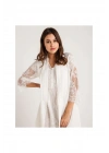 26414 Koton Dantelli Sabahlık Gecelik Takım - Ekru