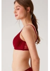 Kadın Bordo 6224 Balenli Desteksiz Dantelli Toparlayıcı Sütyen
