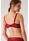 Kadın Bordo 6224 Balenli Desteksiz Dantelli Toparlayıcı Sütyen