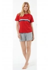 Kadın Kırmızı Şort Takım DLX-16514