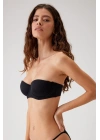 Kadın Siyah 6102 Versay Balenli Desteksiz Straplez Micro Sütyen (C CUP SEÇENEĞİYLE)