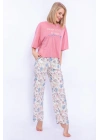 Never Lost Retro Pembe Bol Kesim Kadın Pijama Takımı