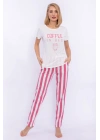 Coffee In Bed Krem Slim Fit Kadın Pijama Takımı
