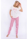 Coffee In Bed Krem Slim Fit Kadın Pijama Takımı
