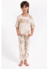 Cool Girl Fildişi Salaş Kız Çocuk Pijama Takımı
